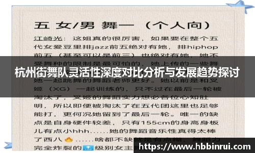 杭州街舞队灵活性深度对比分析与发展趋势探讨